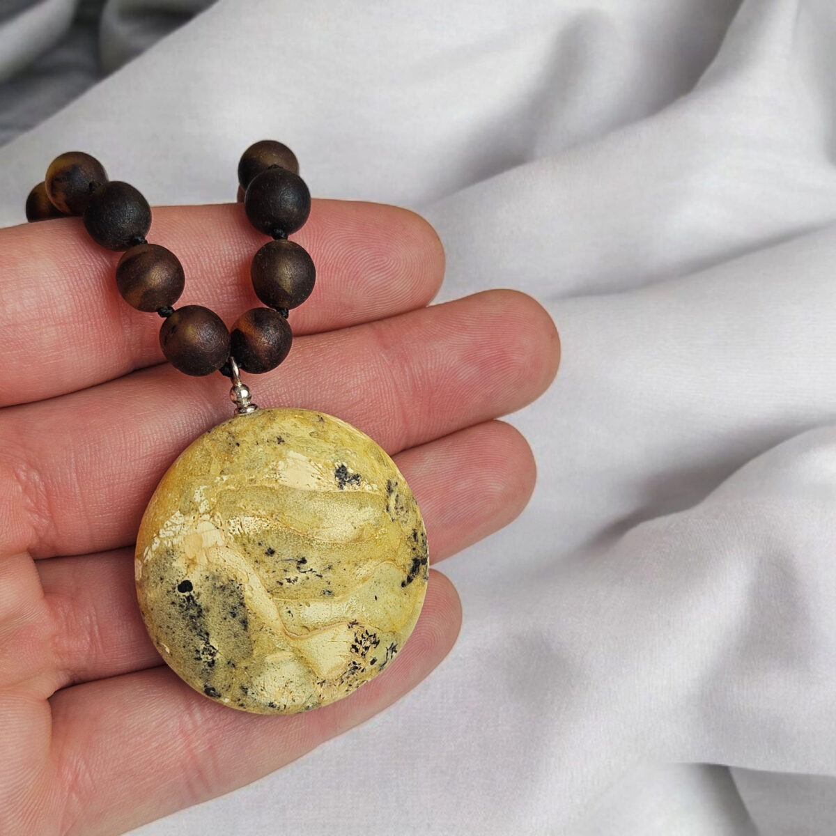 Marble Amber Amulet Necklace - Image 4