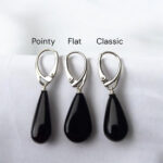 Natural Black Cherry Baltic Amber Drop Teardrop Dangle Earrings Sterling Silver, Red Gemstone Classic Jewelry Long Elegant Earrings Women