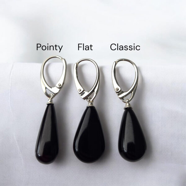 Natural Black Cherry Baltic Amber Drop Teardrop Dangle Earrings Sterling Silver, Red Gemstone Classic Jewelry Long Elegant Earrings Women