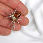 Carved Amber Spider Silver Pendant - Image 3