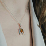 Dainty Baltic Amber Silver Swallow Drop Charm Pendant Necklace, Swallow Jewelry Small Bird Lover Gifts, Natural Tiny Cute Amber Teardrop
