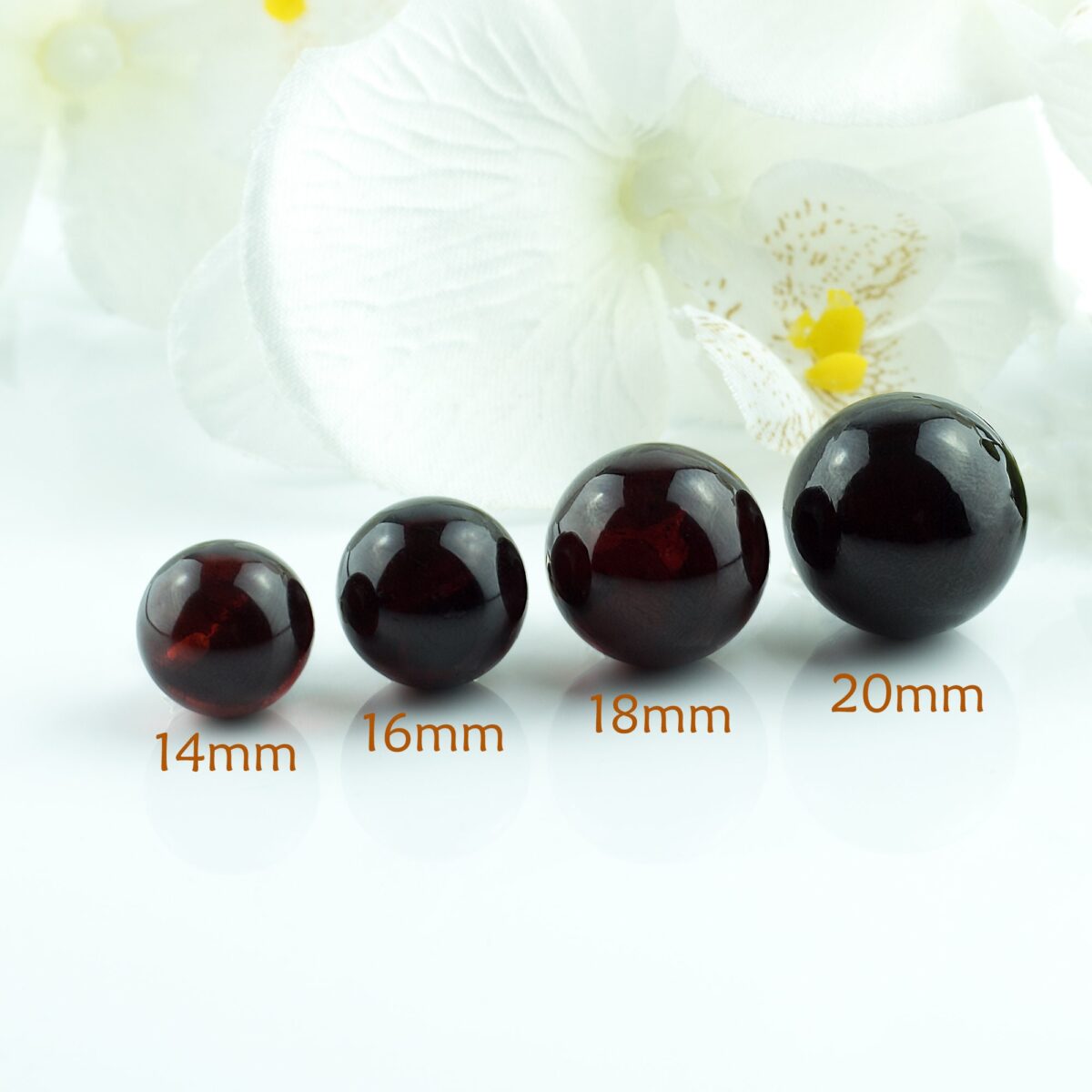 Cherry Amber Dainty Sphere Earrings 10mm - Image 4