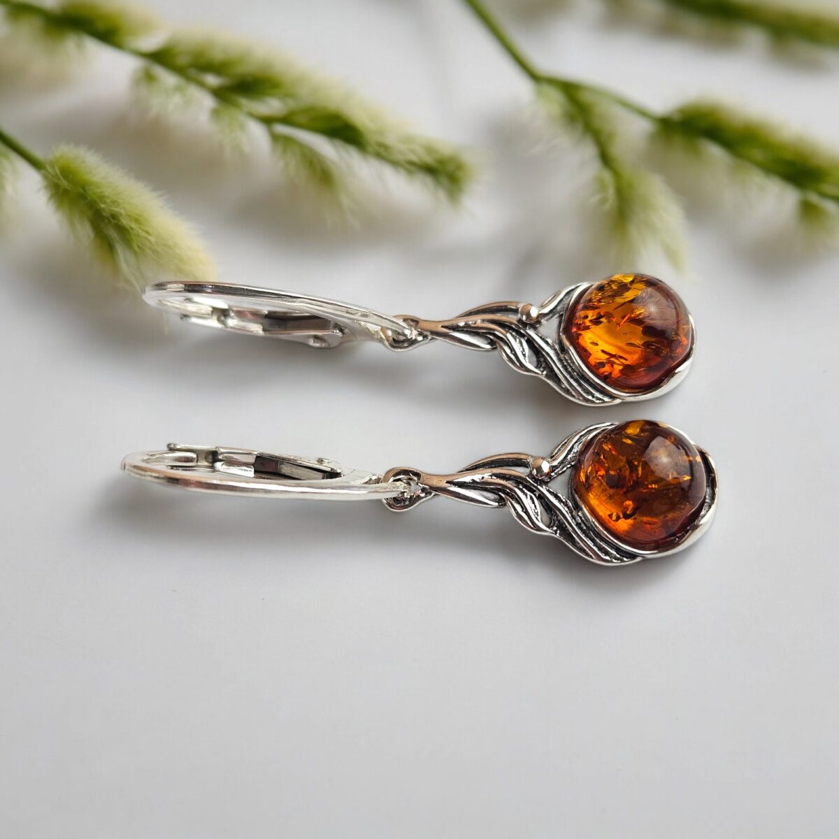 Honey Amber Drop Earrings - Image 2
