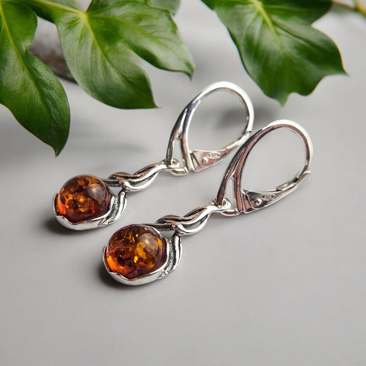 Honey Amber Drop Earrings - Image 4