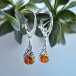 Honey Amber Drop Earrings - Image 3