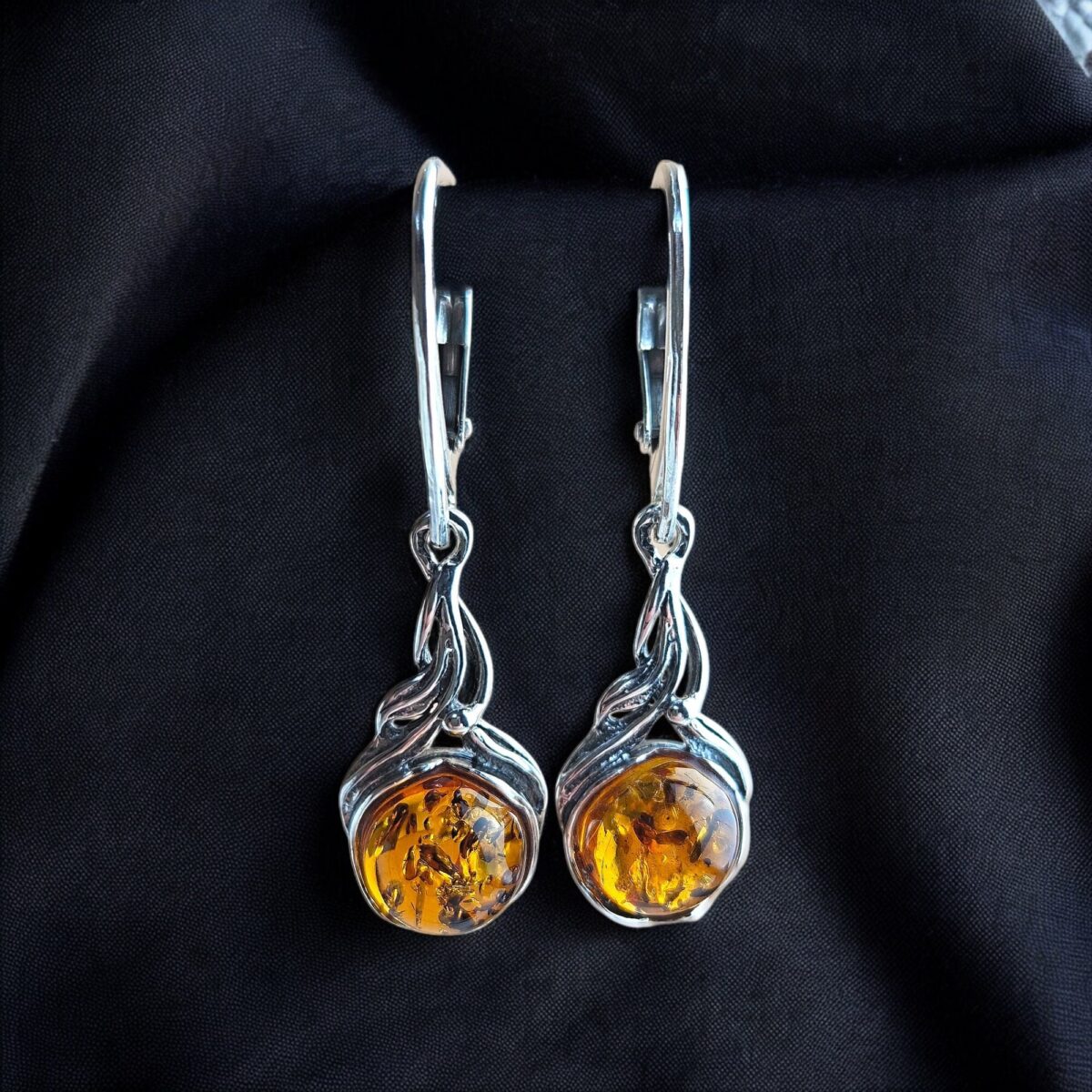 Honey Amber Drop Earrings - Image 1