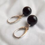 Cherry Amber Dainty Sphere Earrings 10mm - Image 3