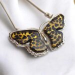 Carved Amber Silver Butterfly Tie Bracelet - Image 3