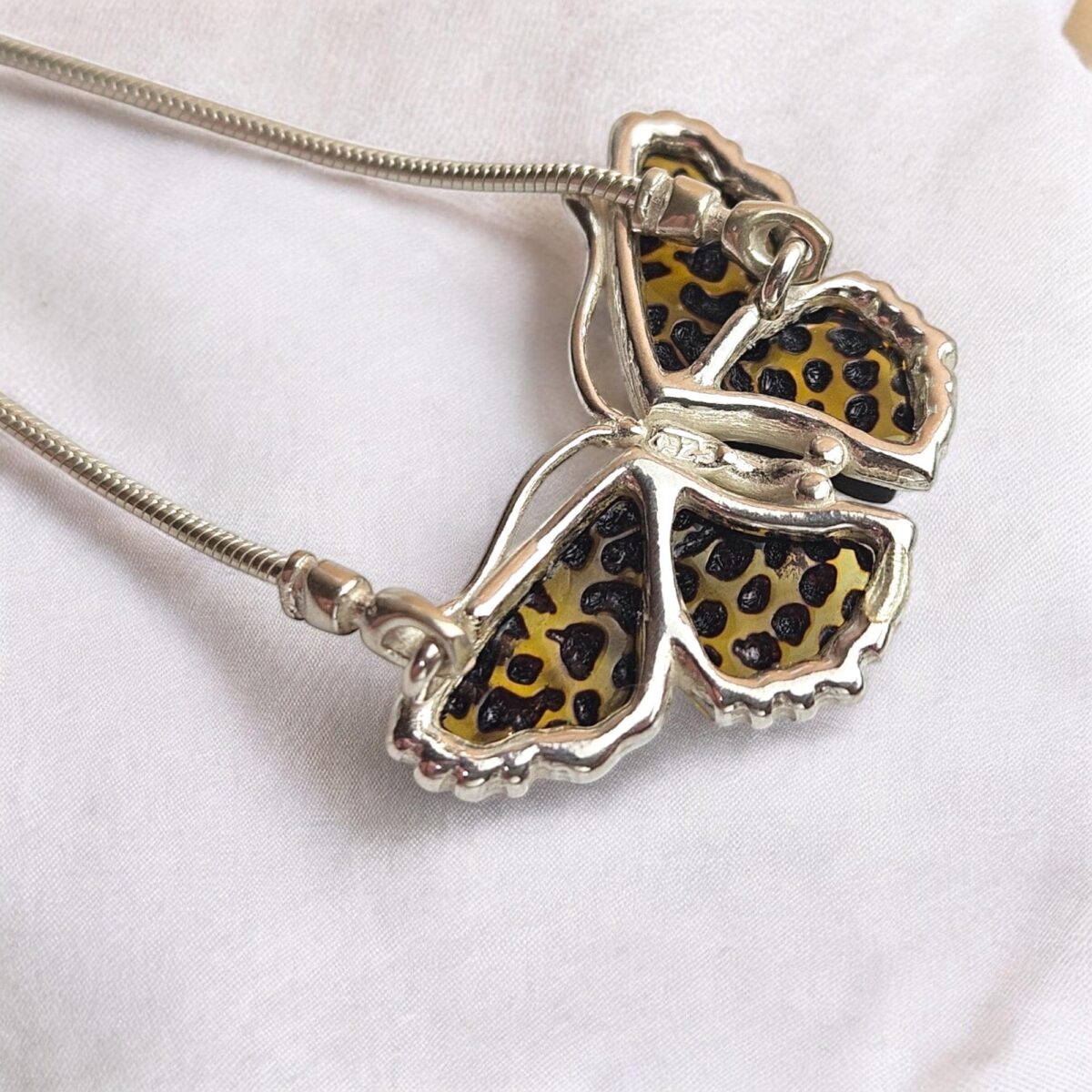 Carved Amber Silver Butterfly Tie Bracelet - Image 4