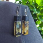 Black Swamp Oak Celestial Amber Earrings