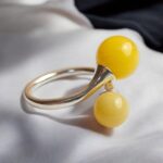 Adjustable Butterscotch Amber Silver Wrap Ring - Image 4