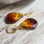 Gradient Amber Teardrop Gold Earrings - Image 3