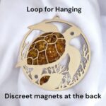 Magnetic Amber Sea Turtle Ornament with Stand - Image 3