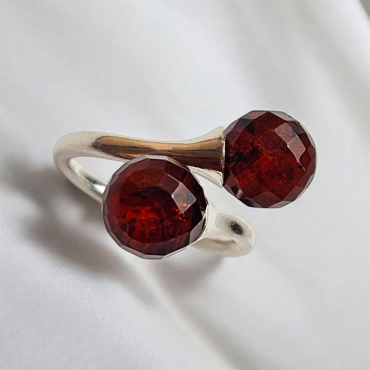 Adjustable Faceted Cherry Amber Wrap Ring - Image 5