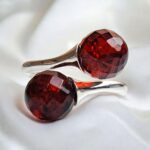 Adjustable Faceted Cherry Amber Wrap Ring