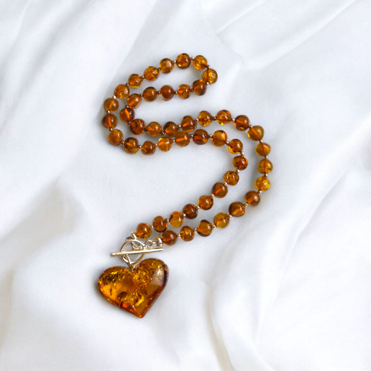 Amber Heart Pendant Necklace - Image 3