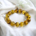 Earthy Green Amber Elastic Bracelet