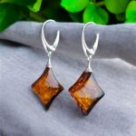 Amber Star Silver Earrings