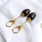 Faceted Cherry Amber Teardrop Earrings - Image 3