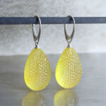 Lemon Natural Baltic Amber Earrings Large Teardrop Sterling Silver, Chunky Drop Earring Gemstone Gift, Real Amber Jewelry Gift Women