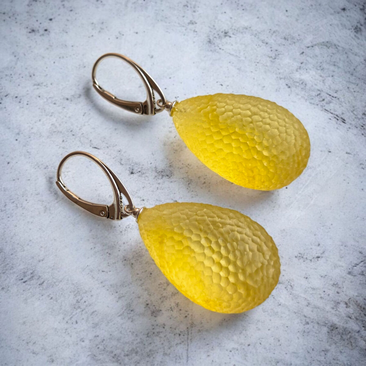Celestial Lemon Amber Silver Earrings - Image 3