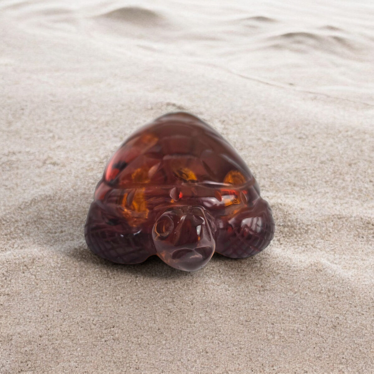 Carved Amber Turtle Figurine - Image 4