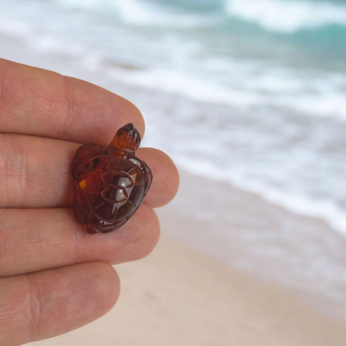Carved Amber Turtle Figurine - Image 2