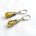 Everyday Green Natural Real Baltic Amber Earrings, Tiny Teardrop Small Large Gemstone Drop Dangle Classic Silver Amber Jewelry Gift Women