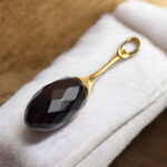 Black Cherry Baltic Amber Teardrop Pendant Silver Gold Necklace Gift Women, Faceted Natural Large Red Gemstone Gold Long Drop Charm Jewelry