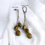 Natural Green Baltic Amber Silver Drop Teardrop Earrings Gemstone Gift Women, Real Amber Long Large Green Stone Earring Jewellery