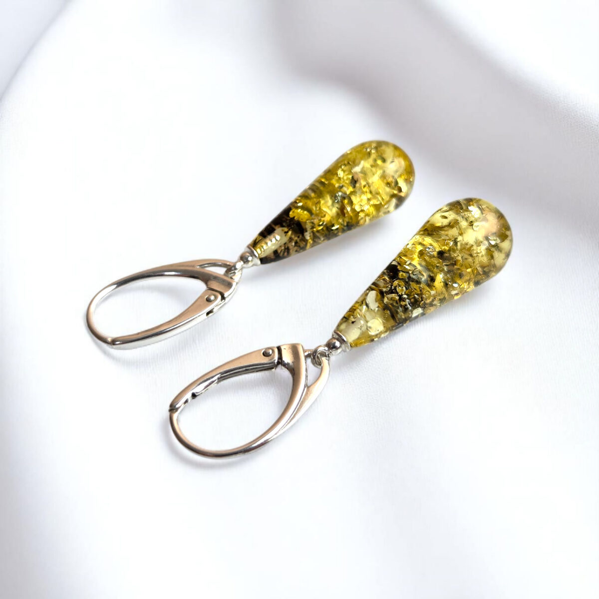 Green-Natural-Baltic-Amber-Earrings-Small-Drop-Gemstone-Stone-Sterling-Silver-Teardrop-Lever-Back-Jewelry-Gift-Women Everyday Green Natural Real Baltic Amber Earrings, Tiny Teardrop Small Large Gemstone Drop Dangle Classic Silver Amber Jewellery Gift Women