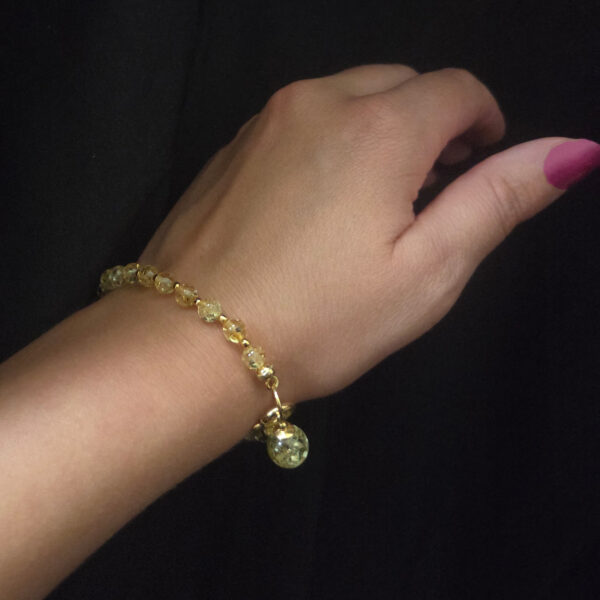 Minimalist Natural Lemon Baltic Amber Gemstone Gold Charm Bracelet for Women, Dainty Amber Jewellery Gift for Her Wife, Daughter Mother