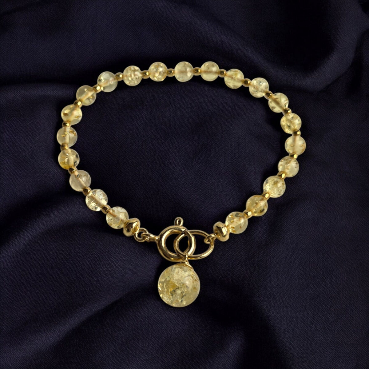 Small-Bracelets-Lemon-Baltic-Amber-Gemstone-Bracelet-Gold-Charm-Round-Sphere-Minimalist-Jewellery-Women Minimalist Natural Lemon Baltic Amber Gemstone Gold Charm Bracelet for Women, Dainty Amber Jewellery Gift for Her Wife, Daughter Mother