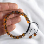 Adjustable Matte Amber Cube Bracelet - Image 3