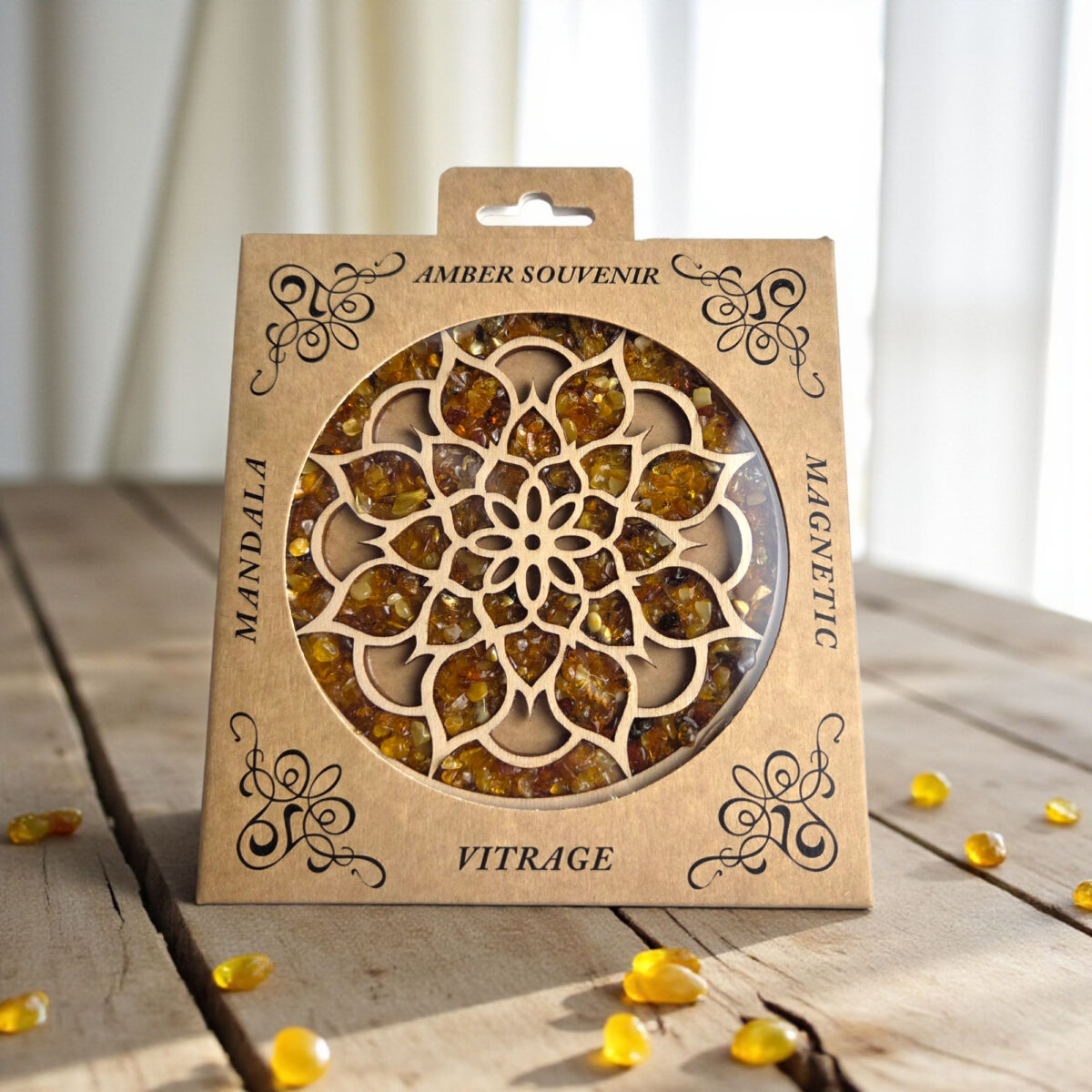 Flower Baltic Amber Suncatcher Window Ornament Charm Crystal Dreamcatcher Amber Art Wood Gemstone Christmas Tree Decor Meditation Gifts