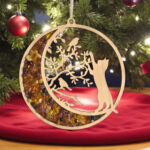 Christmas Tree Decor Ornament Baltic Amber Cat Mandala Charm Suncatcher Window Meditation Gift Crystal Dreamcatcher Amber Art Wood Gemstone