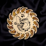 Christmas Tree Decor Ornament Baltic Amber Cat Mandala Charm Suncatcher Window Meditation Gift Crystal Dreamcatcher Amber Art Wood Gemstone