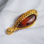 Natural Baltic Amber Teardrop Pendant Gold Silver Necklace Gift Women, Large Long Honey Amber Gemstone Jewelry, Chunky Drop Charm