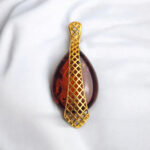 Geometric Honey Amber Gold Pendant - Image 3