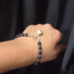 Black Marble Amber Charm Silver Necklace - Image 7