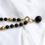Black Matte Amber Charm Gold Necklace - Image 5