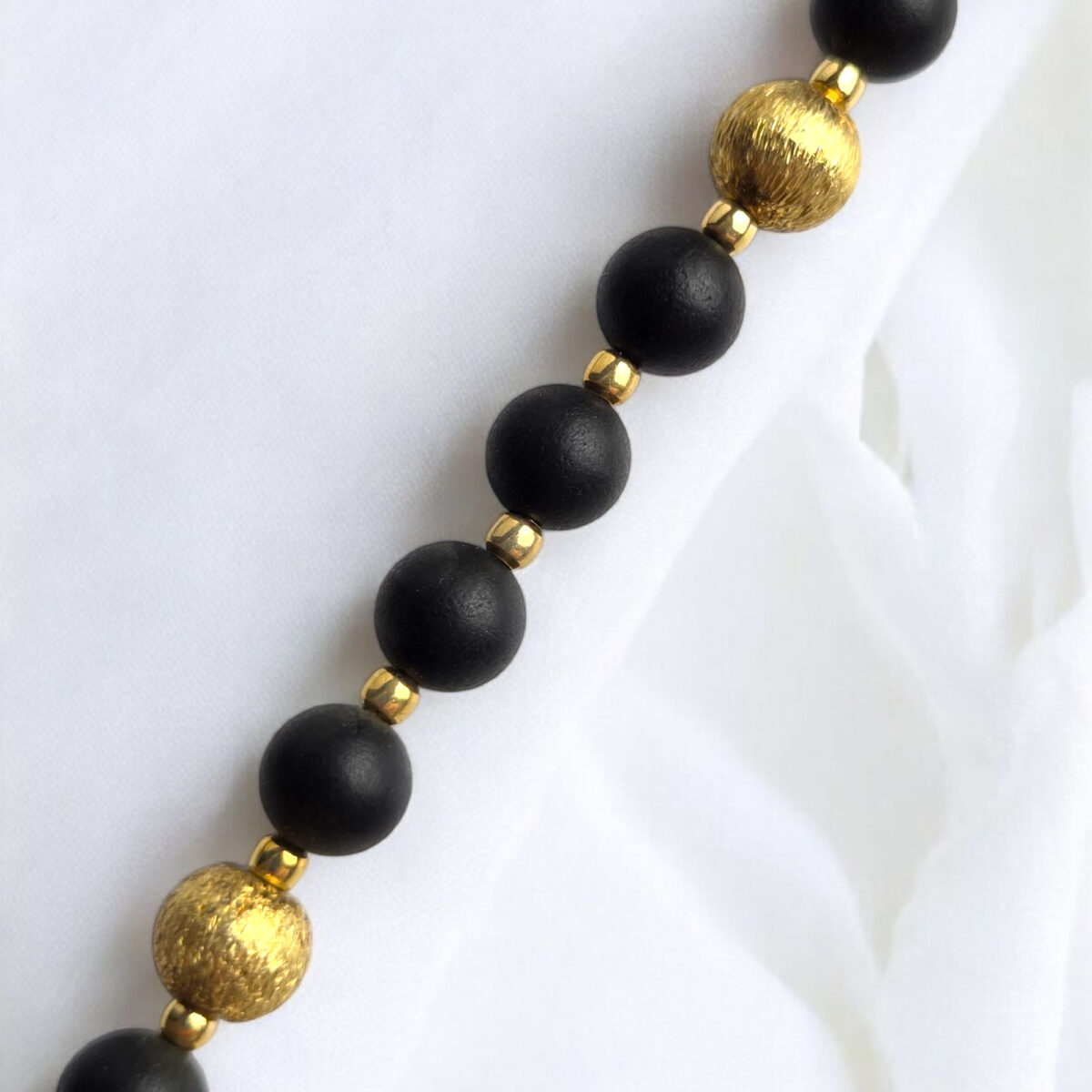 Black Matte Amber Charm Gold Necklace - Image 4