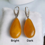 Vintage Natural Baltic Amber Earrings Teardrop Gemstone Large Drop Silver Antique Earrings Gift Women, Real Beeswax Amber Jewelry