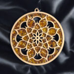 Flower Baltic Amber Suncatcher Window Ornament Charm Crystal Dreamcatcher Amber Art Wood Gemstone Christmas Tree Decor Meditation Gifts