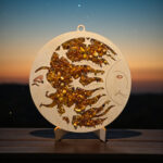 Celestial Moon Sun Stars Christmas Decor Baltic Amber Mandala Ornament Gift, Suncatcher Crystal Dreamcatcher Art Wood Gemstone