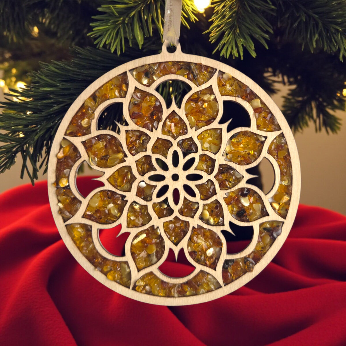 Large Blooming Amber Flower Ornament + Stand - Image 2