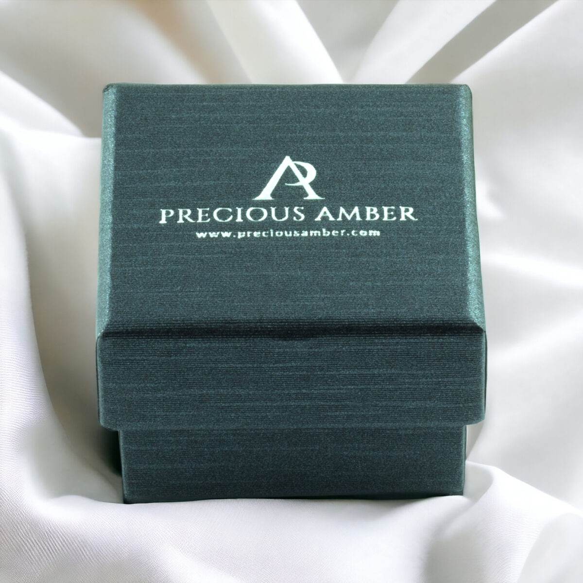 Green Amber Silver Floral Ring - Image 6