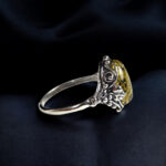 Green Amber Silver Floral Ring - Image 5