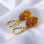 Classic Amber Olive Gold Earrings - Image 7