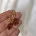 Classic Amber Olive Gold Earrings - Image 4